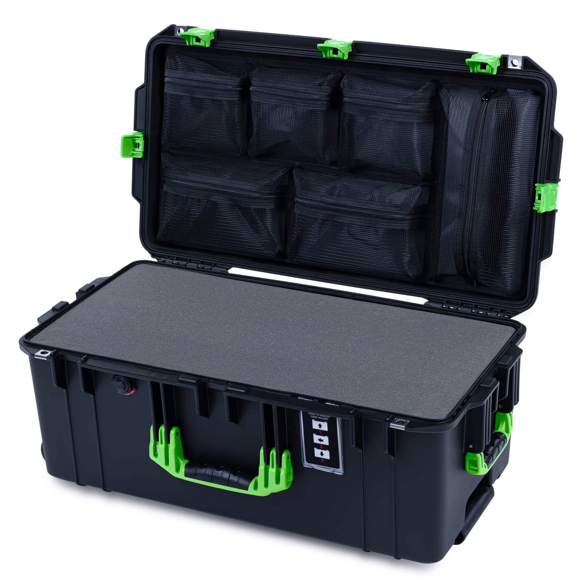 Pelican 1606 Air Case, Black with Lime Green Handles &amp; Latches ColorCase 