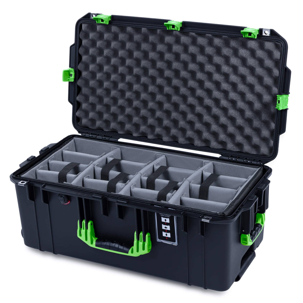 Pelican 1606 Air Case, Black with Lime Green Handles &amp; Latches ColorCase 