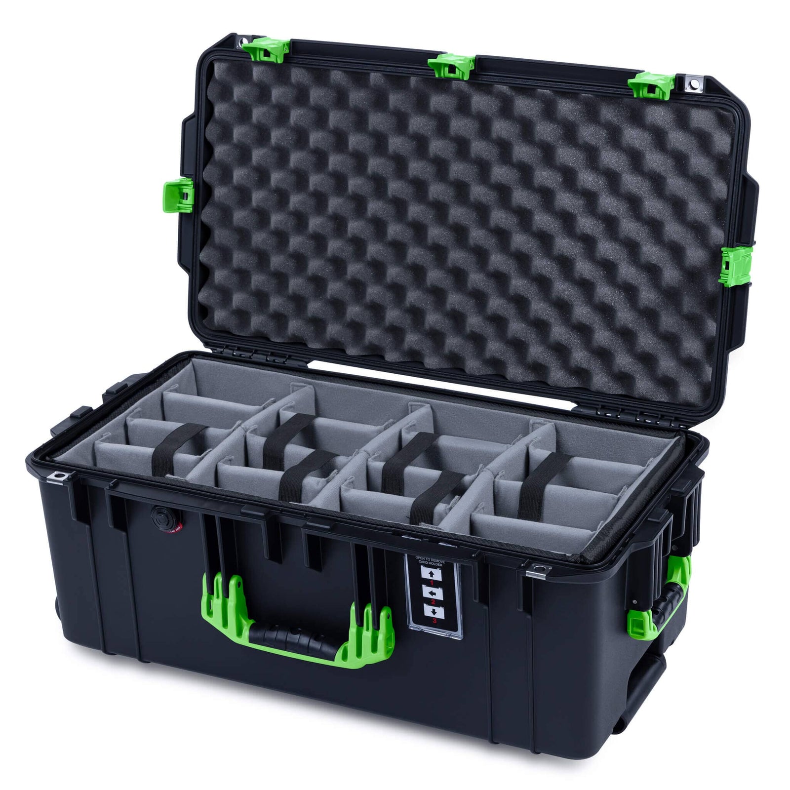 Pelican 1606 Air Case, Black with Lime Green Handles & Latches ColorCase 