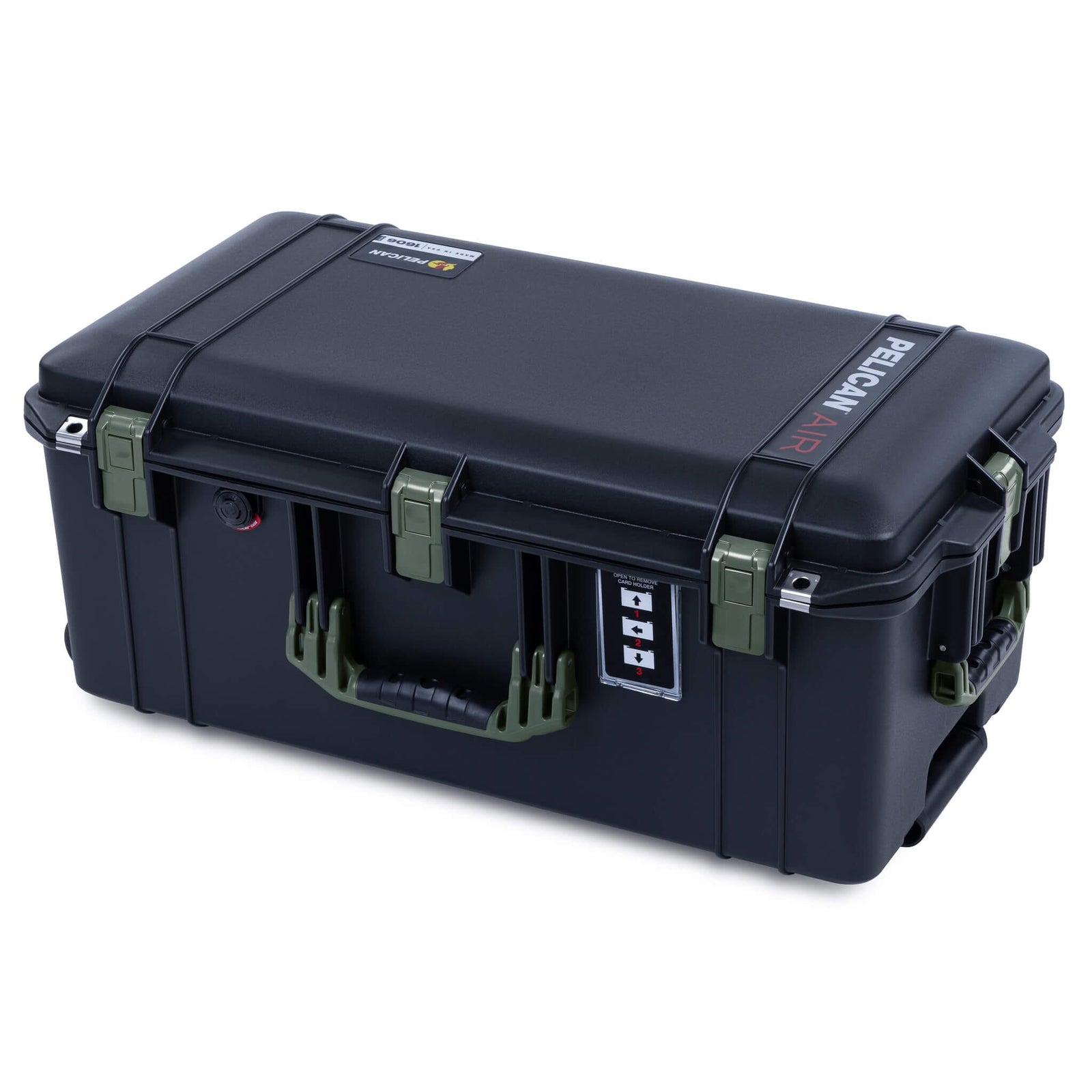 Pelican 1606 Air Case, Black with OD Green Handles & Latches ColorCase 
