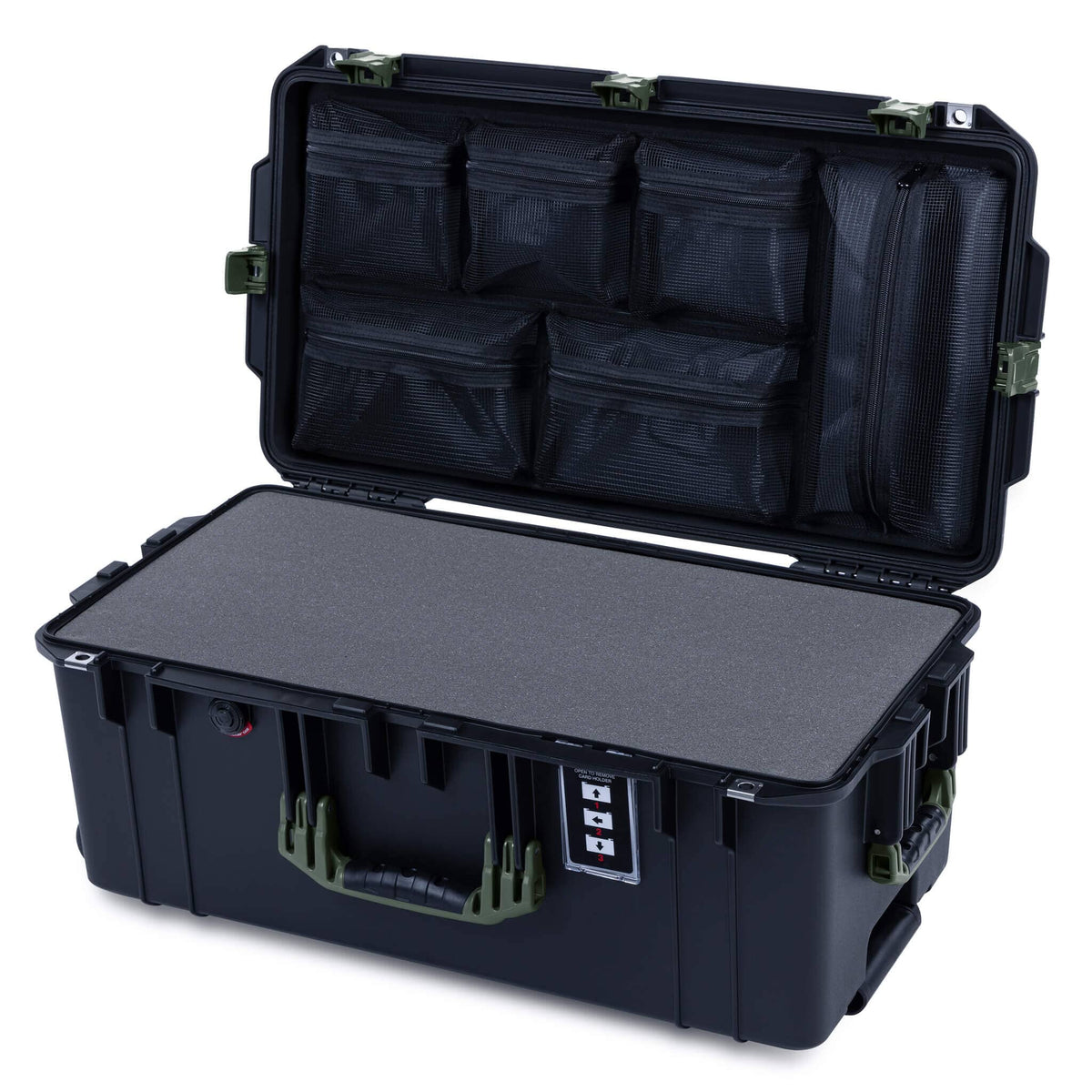 Pelican 1606 Air Case, Black with OD Green Handles &amp; Latches ColorCase 