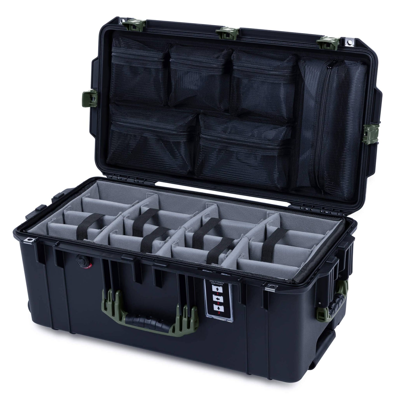Pelican 1606 Air Case, Black with OD Green Handles & Latches ColorCase 
