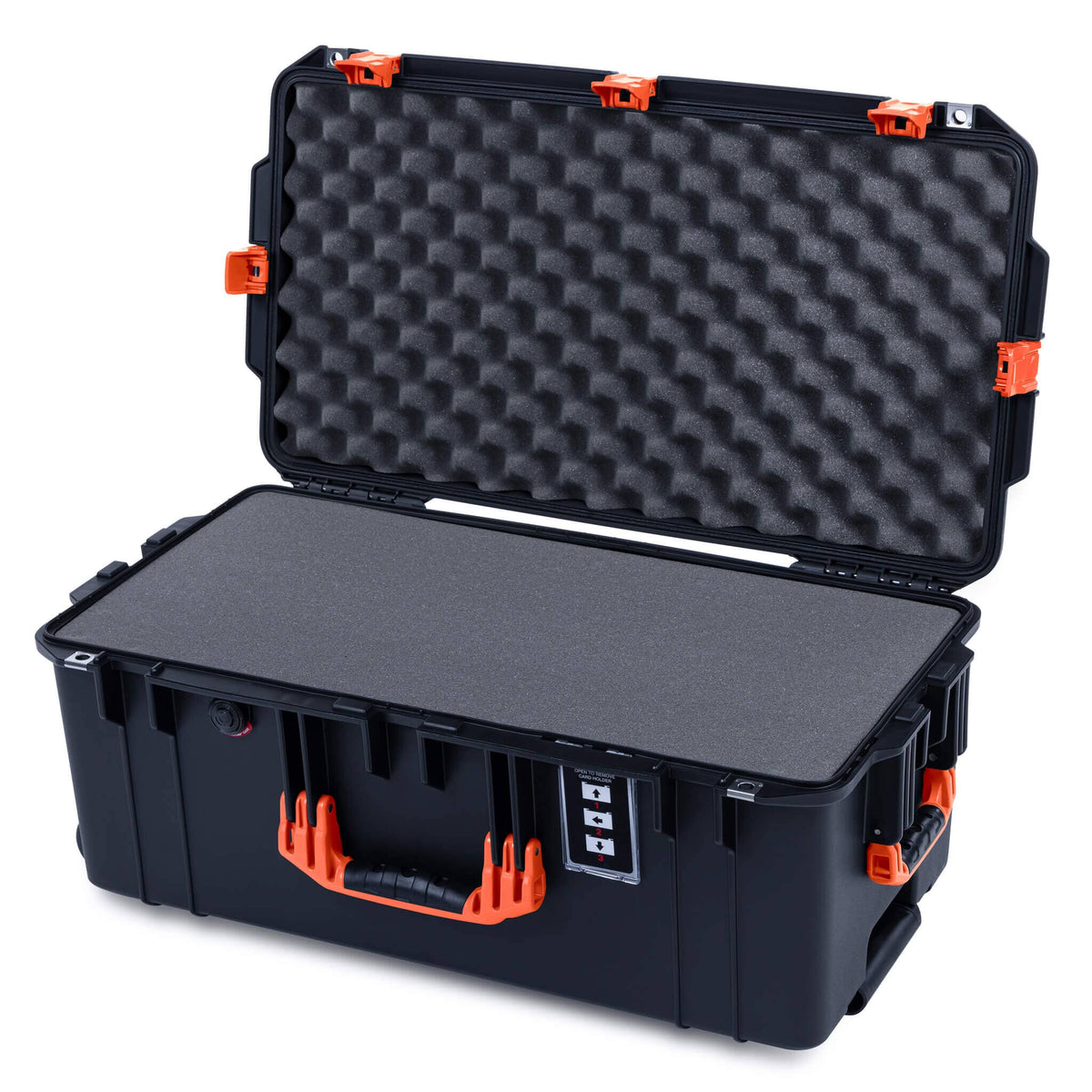 Pelican 1606 Air Case, Black with Orange Handles &amp; Latches Pick &amp; Pluck Foam with Convolute Lid Foam ColorCase 016060-0001-110-151