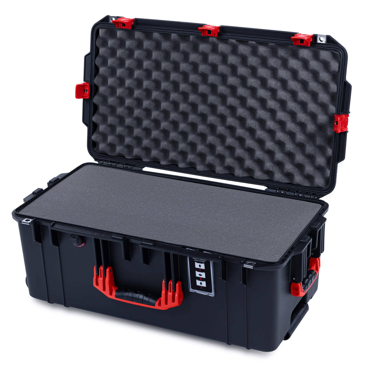Pelican 1606 Air Case, Black with Red Handles &amp; Latches Pick &amp; Pluck Foam with Convolute Lid Foam ColorCase 016060-0001-110-321