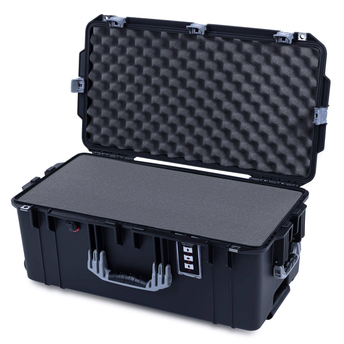 Pelican 1606 Air Case, Black with Silver Handles &amp; Latches Pick &amp; Pluck Foam with Convolute Lid Foam ColorCase 016060-0001-110-181