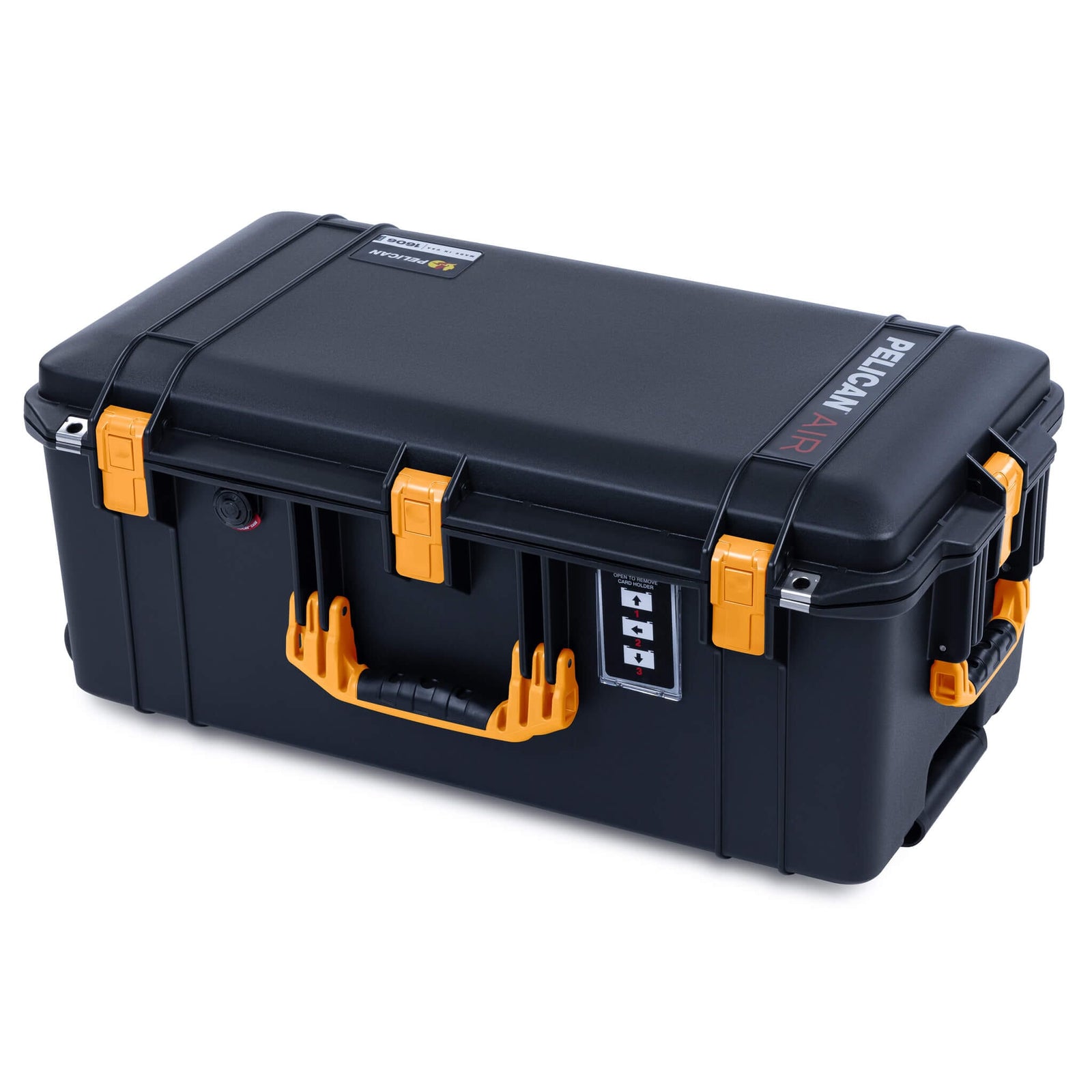 Pelican 1606 Air Case, Black with Yellow Handles & Latches ColorCase 