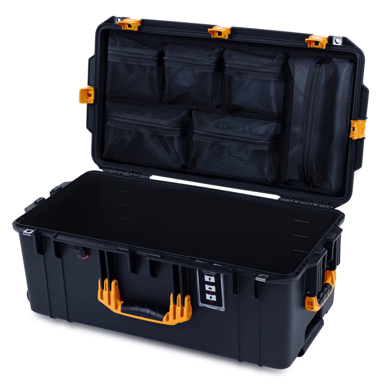 Pelican 1606 Air Case, Black with Yellow Handles & Latches ColorCase 