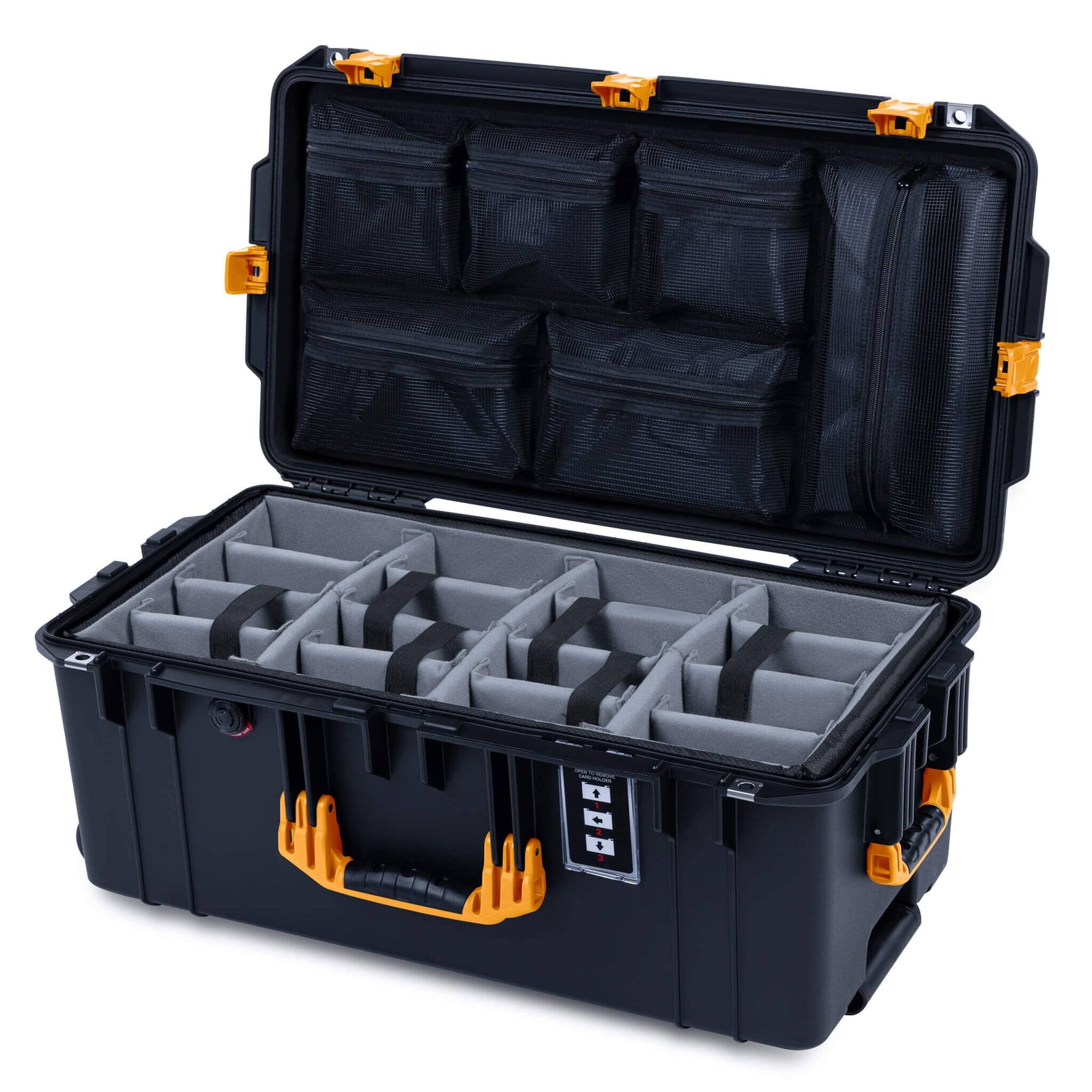 Pelican 1606 Air Case, Black with Yellow Handles & Latches ColorCase 