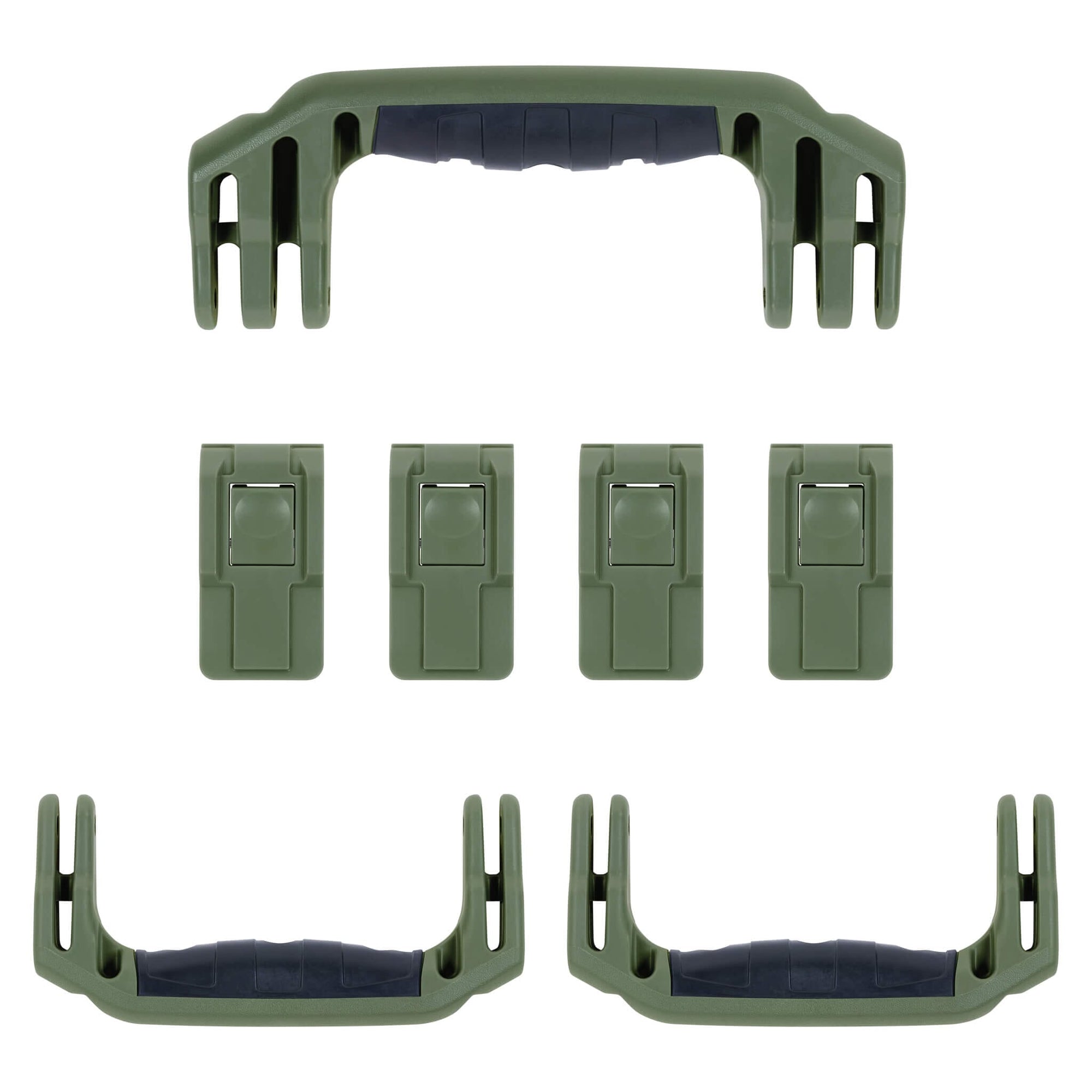 Pelican 1607 Air Replacement Handles & Latches, OD Green (Set of 3 Handles, 4 Latches) ColorCase 