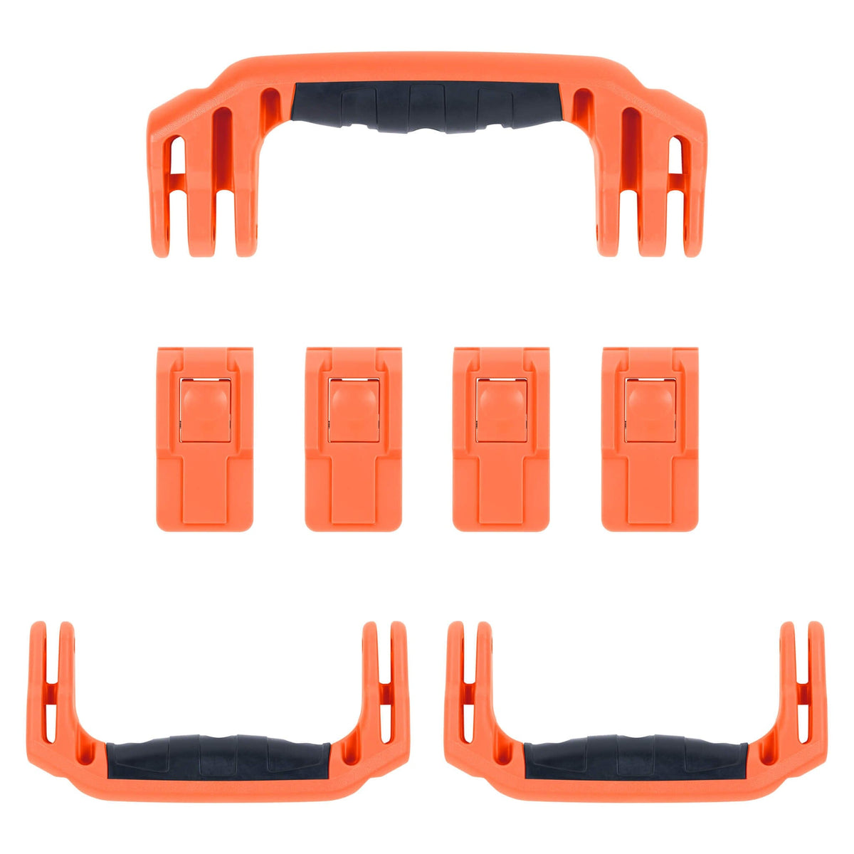 Pelican 1607 Air Replacement Handles &amp; Latches, Orange (Set of 3 Handles, 4 Latches) ColorCase 