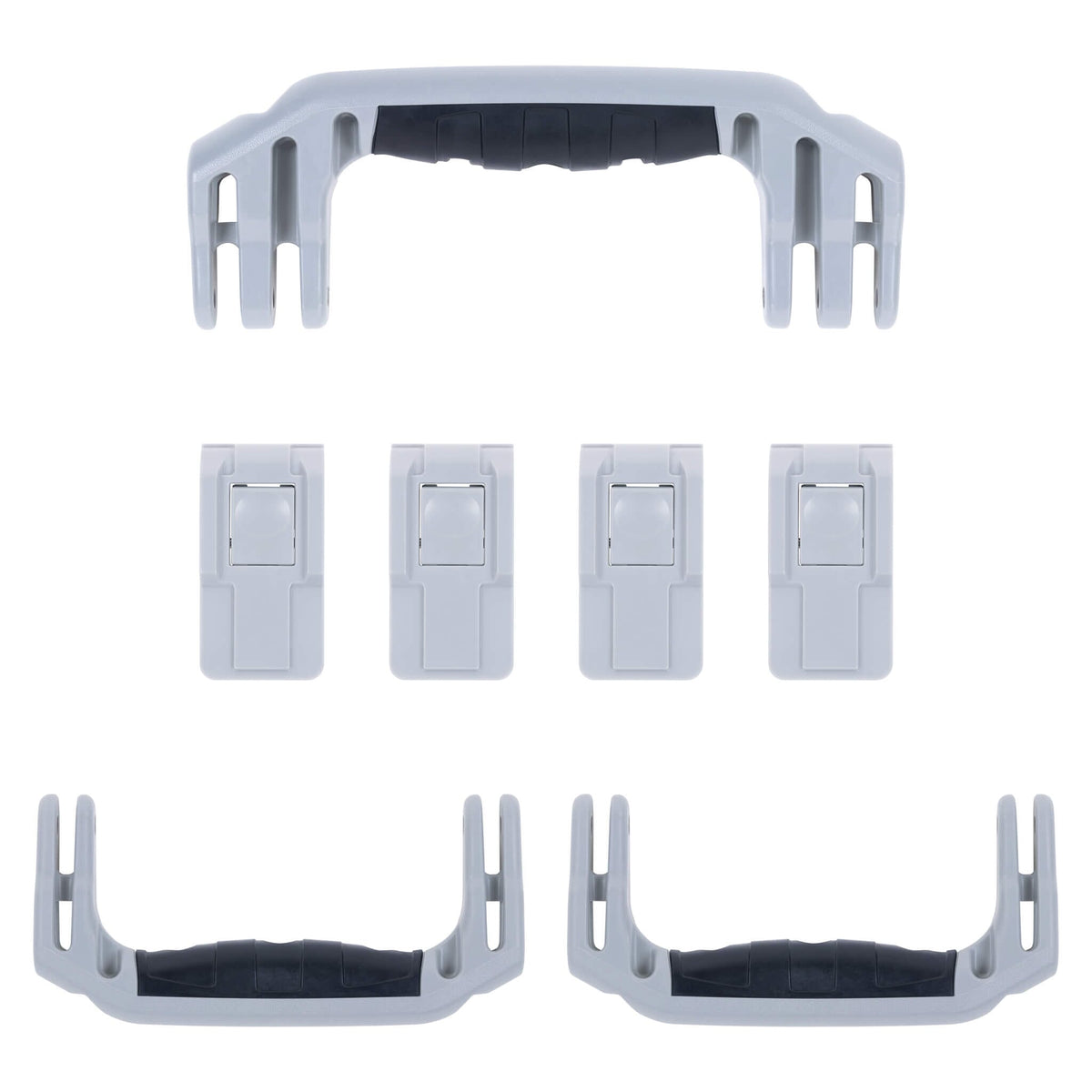 Pelican 1607 Air Replacement Handles &amp; Latches, Silver (Set of 3 Handles, 4 Latches) ColorCase 