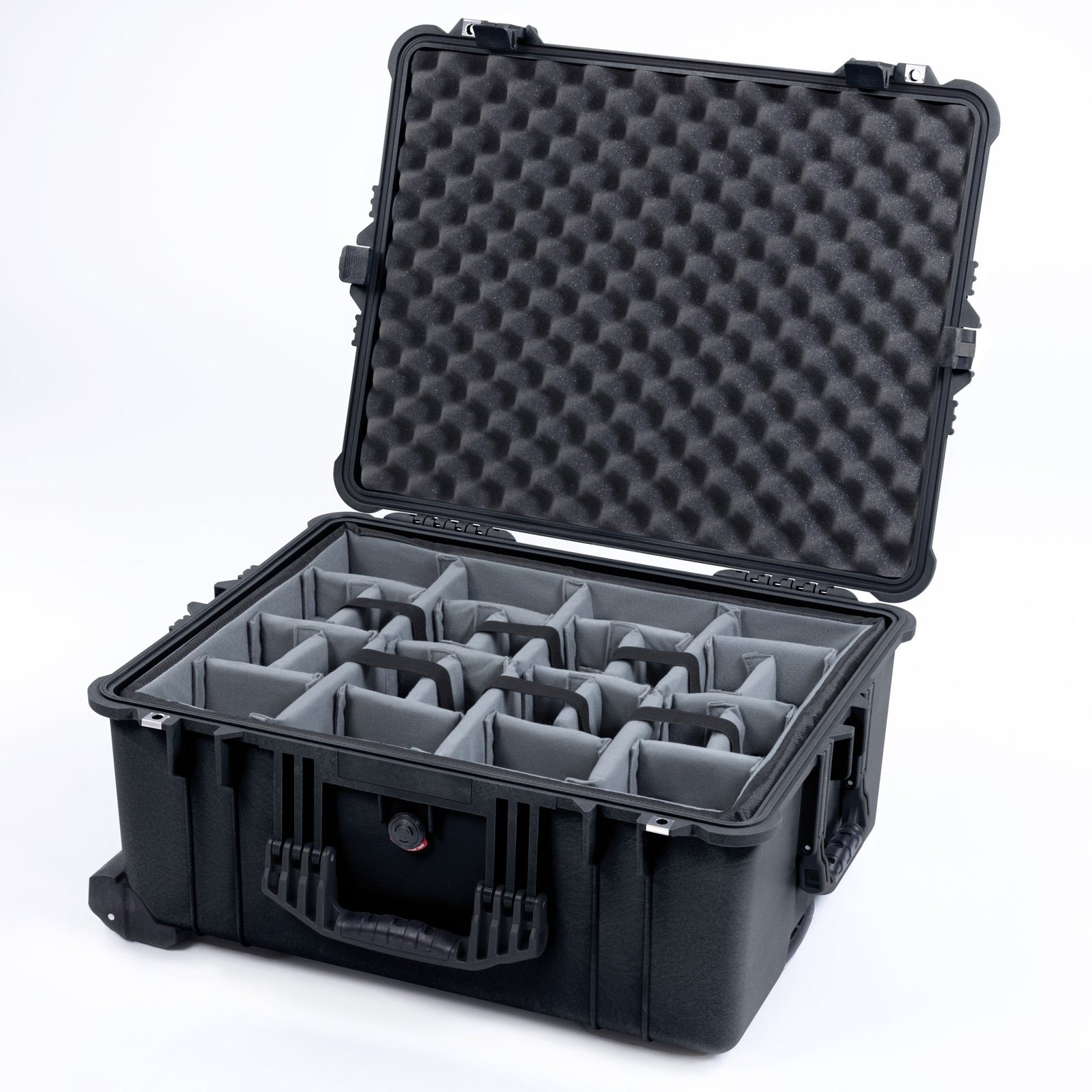Pelican 1610 Case, Black - Padded Microfiber Dividers / Convoluted Lid Foam