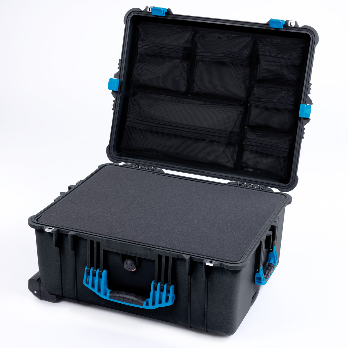Pelican 1610 Case, Black with Blue Handles and Latches