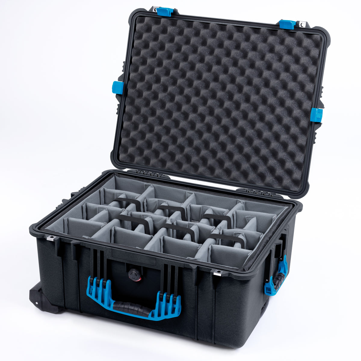 Pelican 1610 Case, Black with Blue Handles and Latches