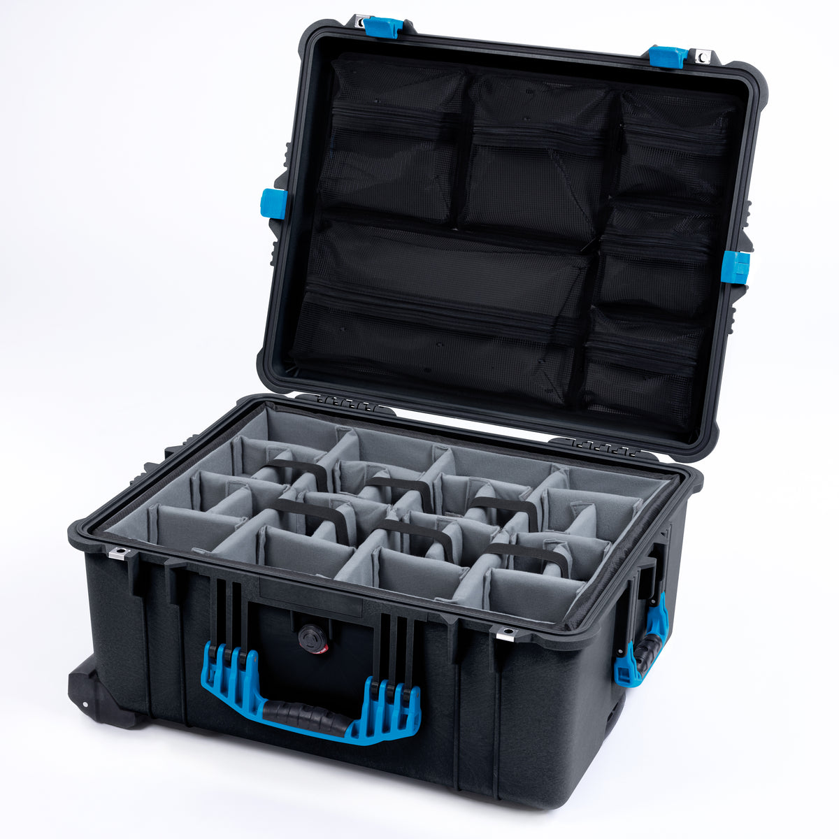 Pelican 1610 Case, Black with Blue Handles and Latches