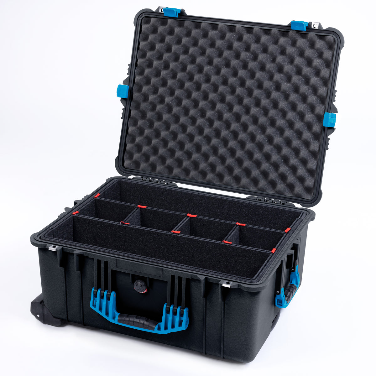 Pelican 1610 Case, Black with Blue Handles and Latches