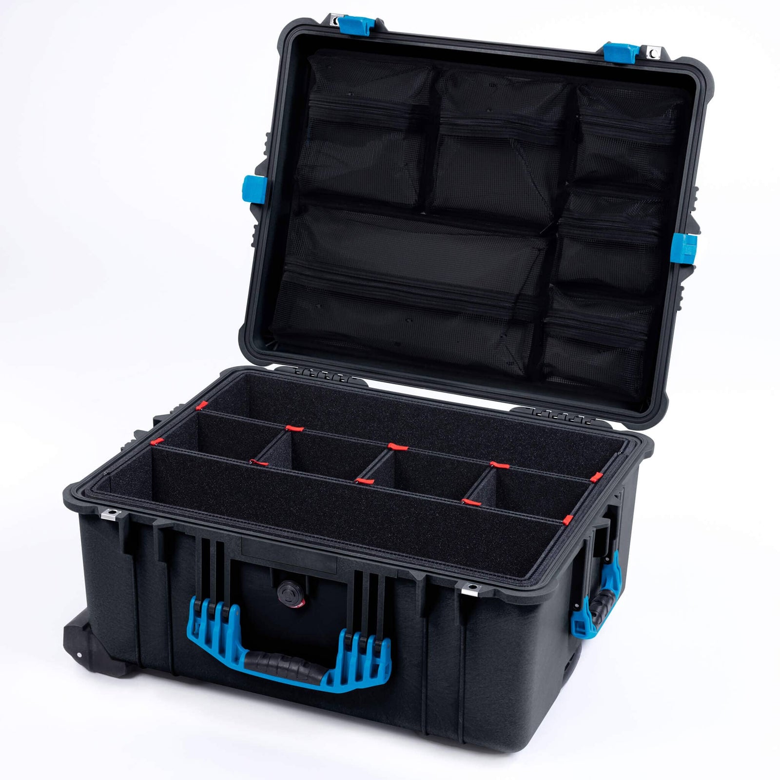 Pelican 1610 Case, Black with Blue Handles and Latches ColorCase 