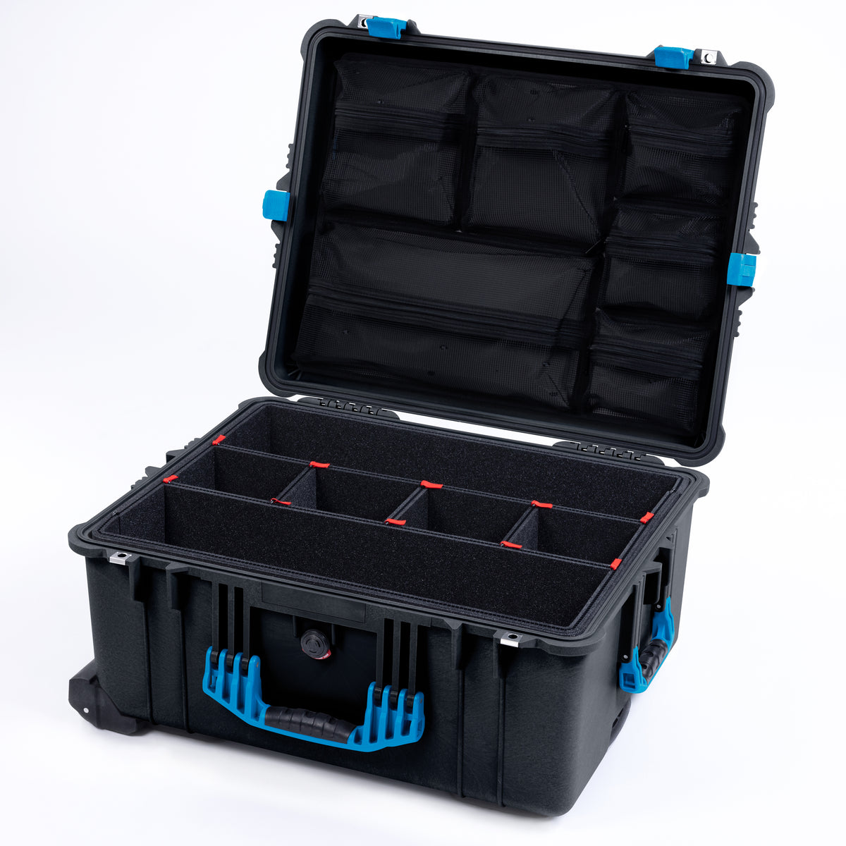 Pelican 1610 Case, Black with Blue Handles and Latches