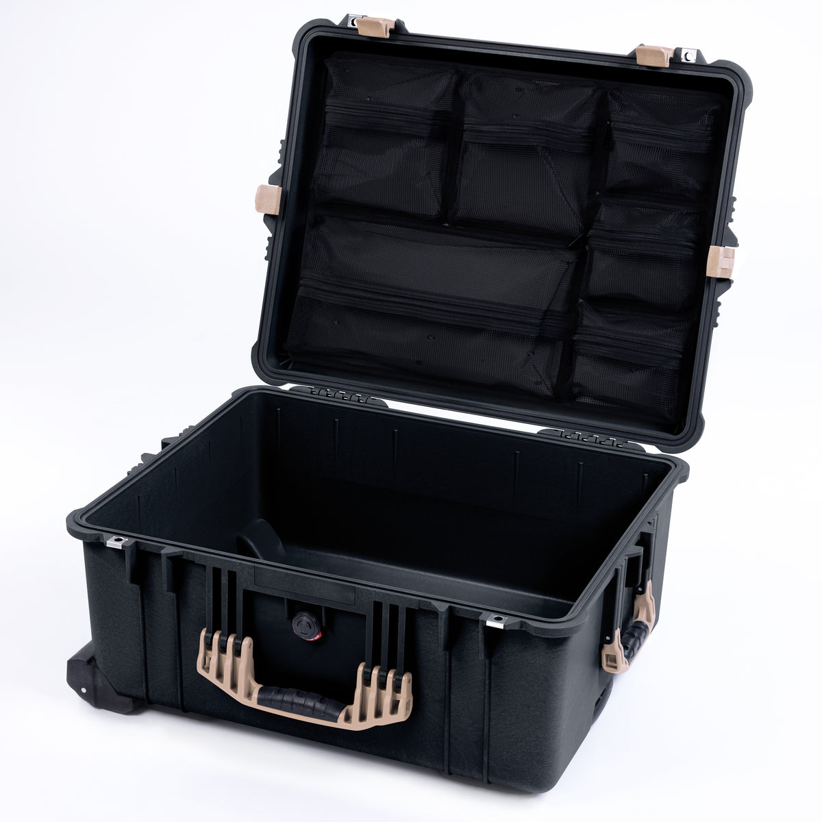 Pelican 1610 Case, Black with Desert Tan Handles and Latches