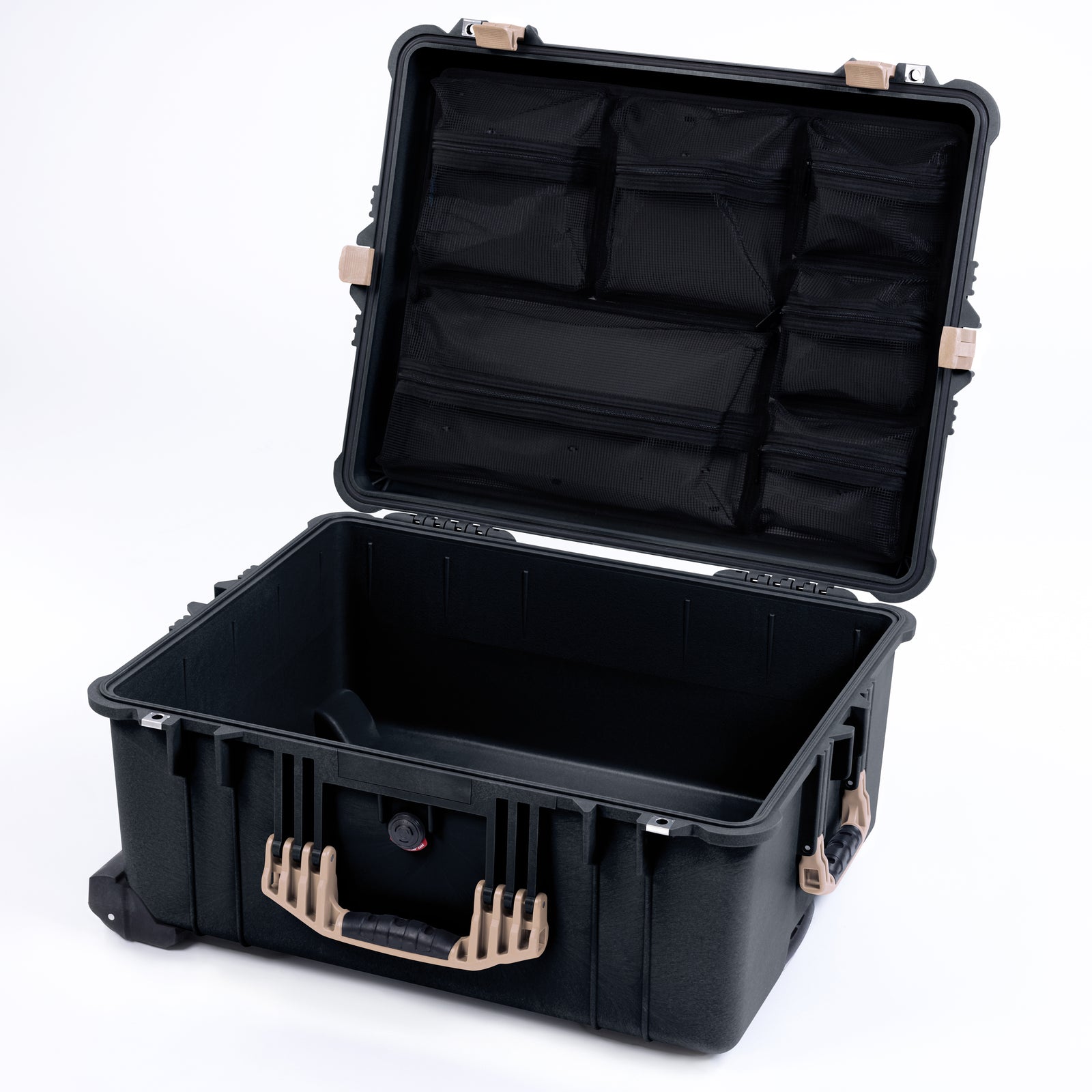 Pelican 1610 Case, Black with Desert Tan Handles and Latches
