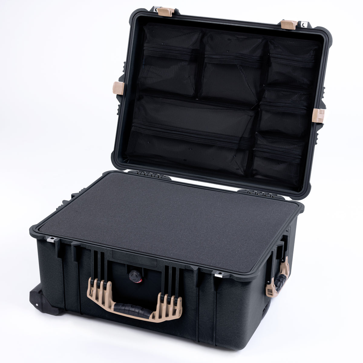 Pelican 1610 Case, Black with Desert Tan Handles and Latches
