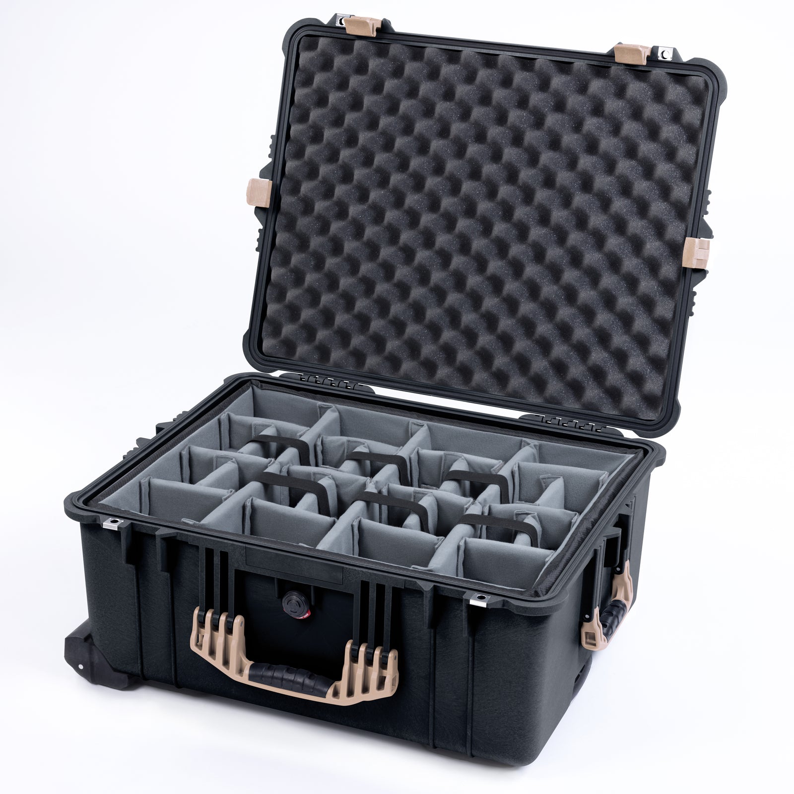 Pelican 1610 Case, Black with Desert Tan Handles and Latches