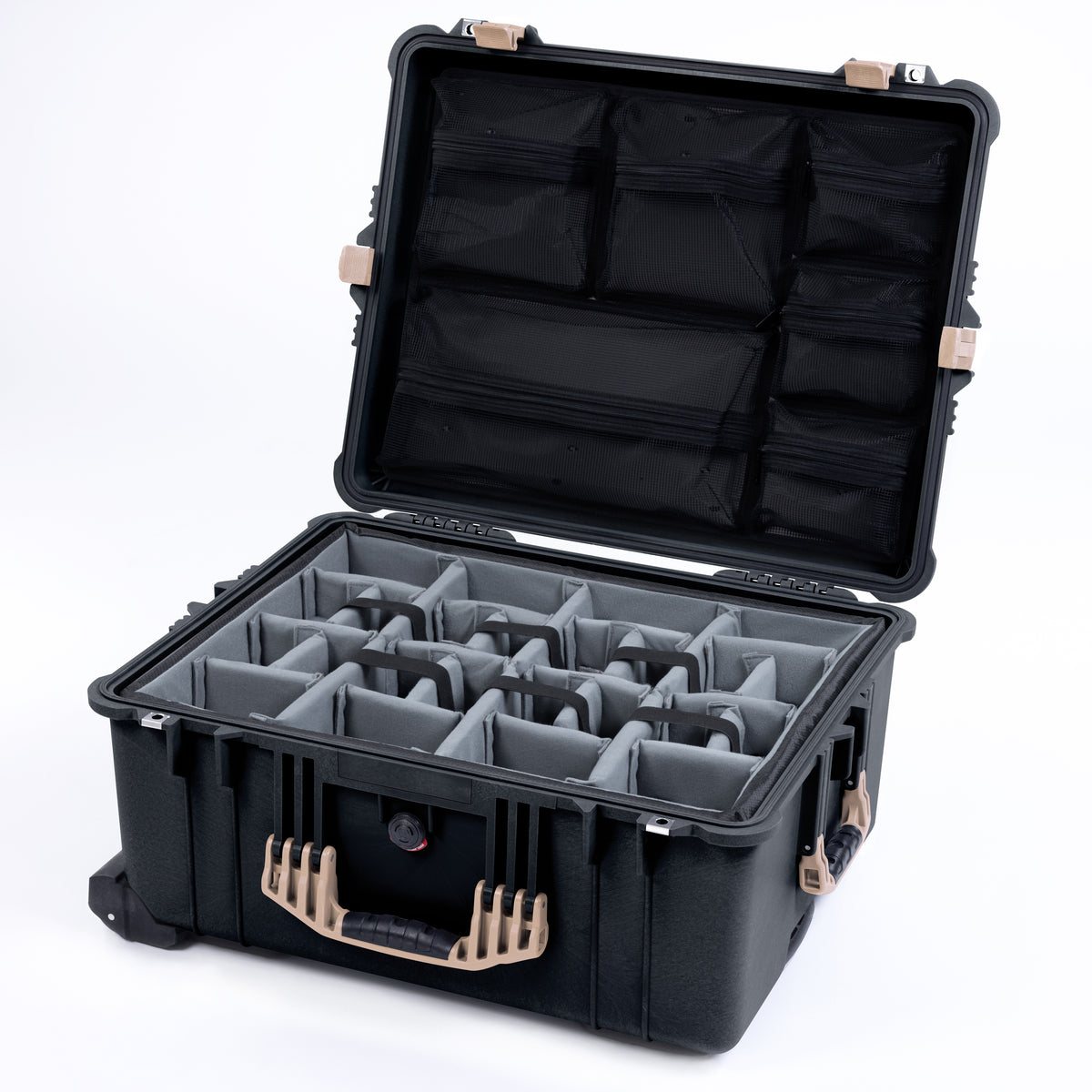 Pelican 1610 Case, Black with Desert Tan Handles and Latches