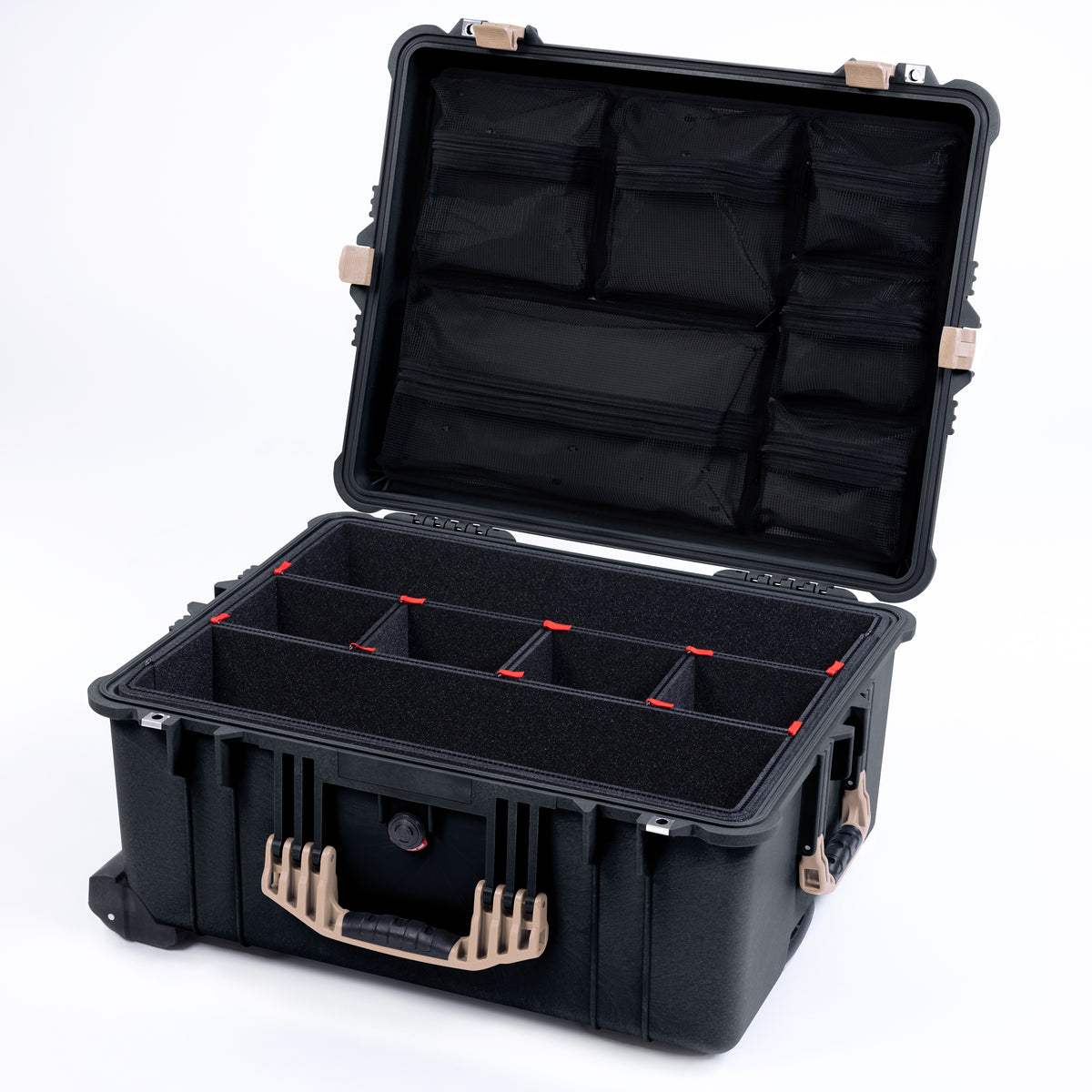 Pelican 1610 Case, Black with Desert Tan Handles and Latches