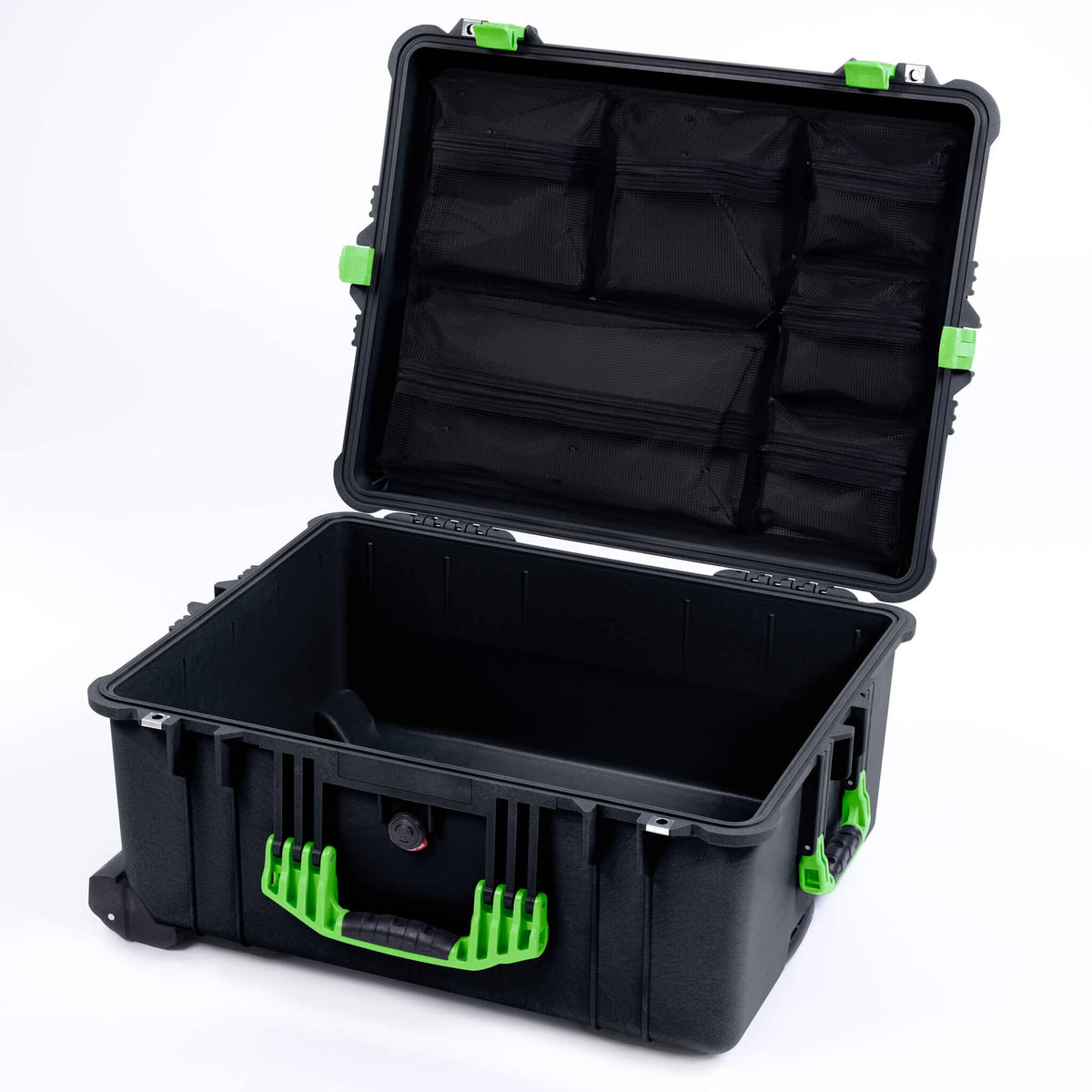 Pelican 1610 Case, Black with Lime Green Handles and Latches ColorCase 