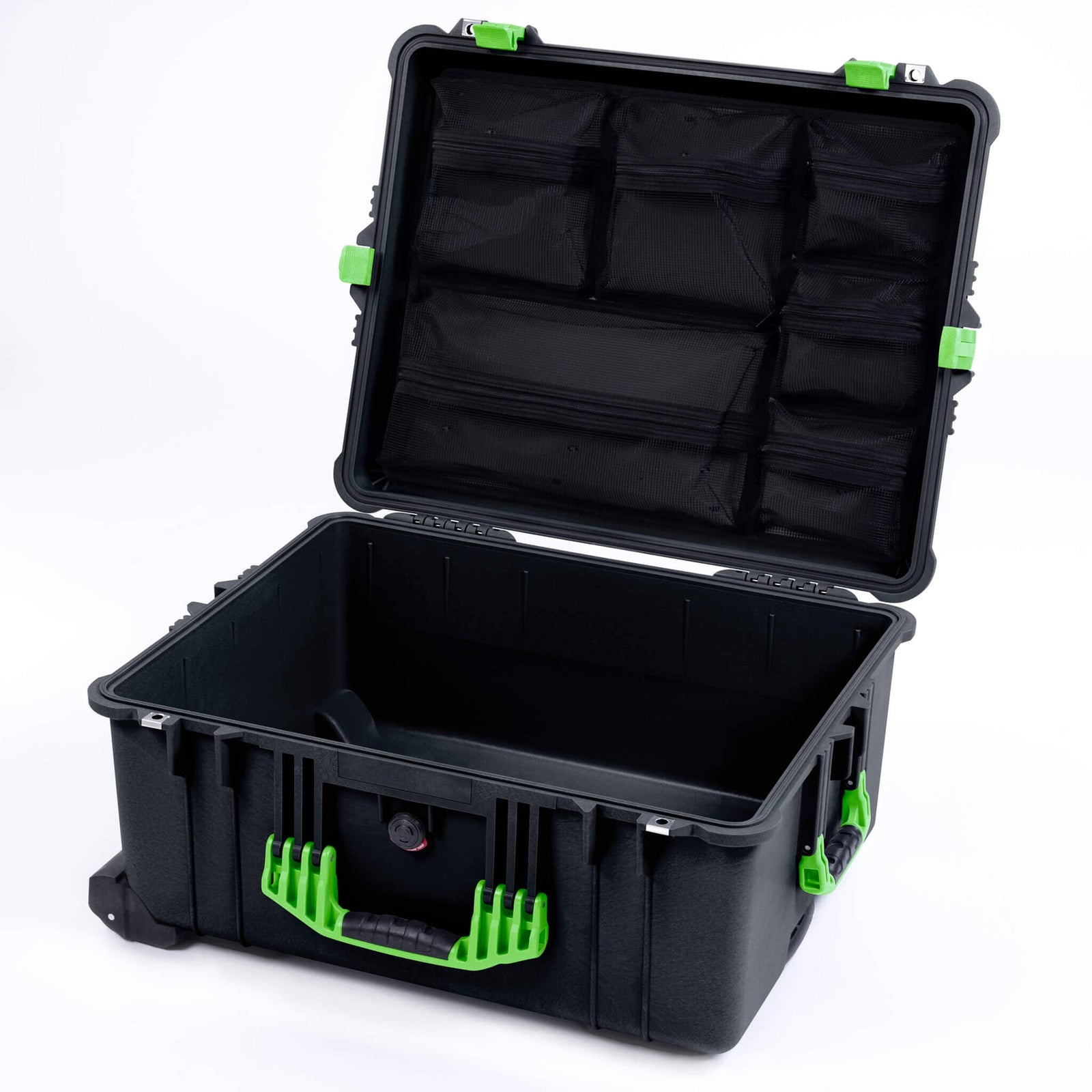 Pelican 1610 Case, Black with Lime Green Handles and Latches ColorCase 