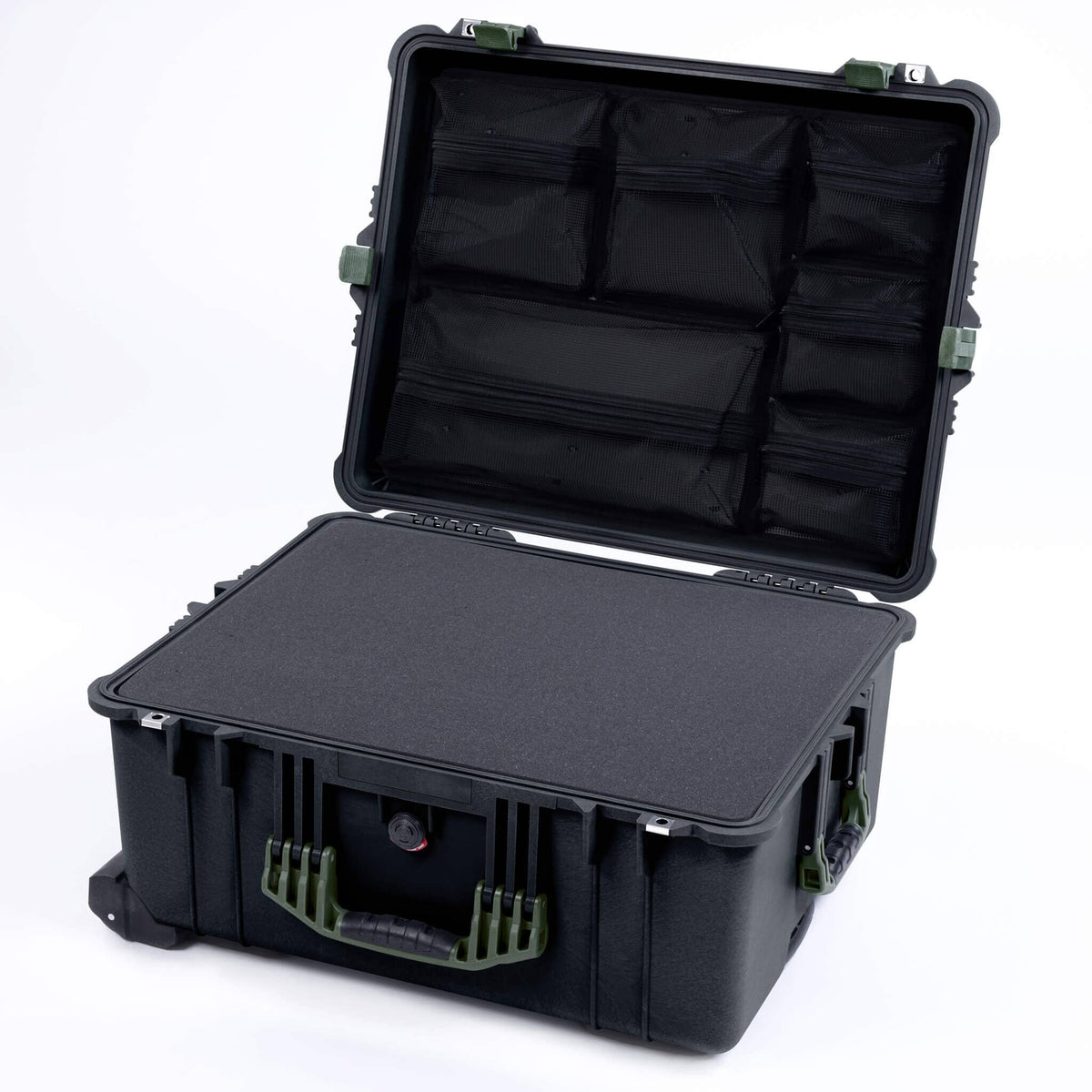 Pelican 1610 Case, Black with OD Green Handles and Latches ColorCase 