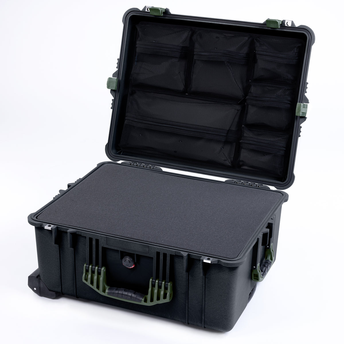 Pelican 1610 Case, Black with OD Green Handles and Latches