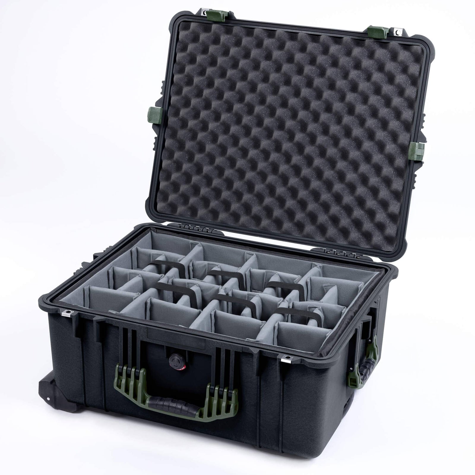 Pelican 1610 Case, Black with OD Green Handles and Latches ColorCase 