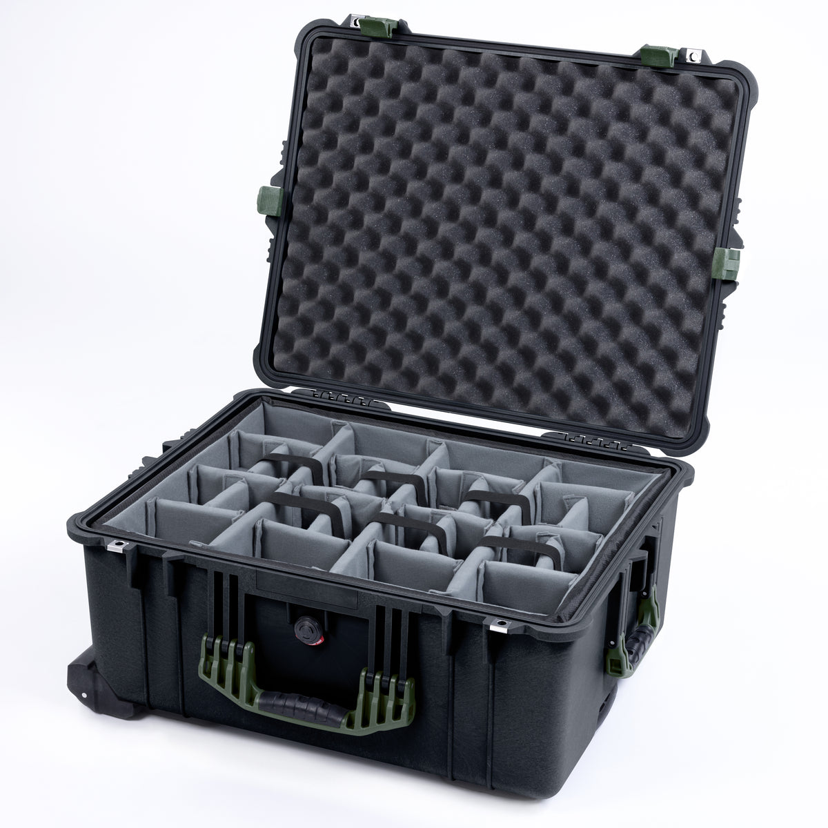 Pelican 1610 Case, Black with OD Green Handles and Latches