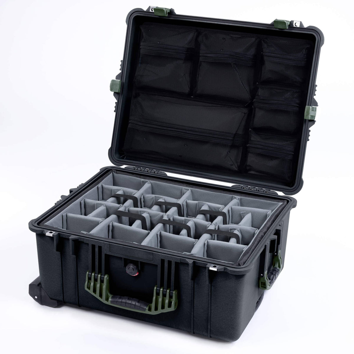 Pelican 1610 Case, Black with OD Green Handles and Latches ColorCase 