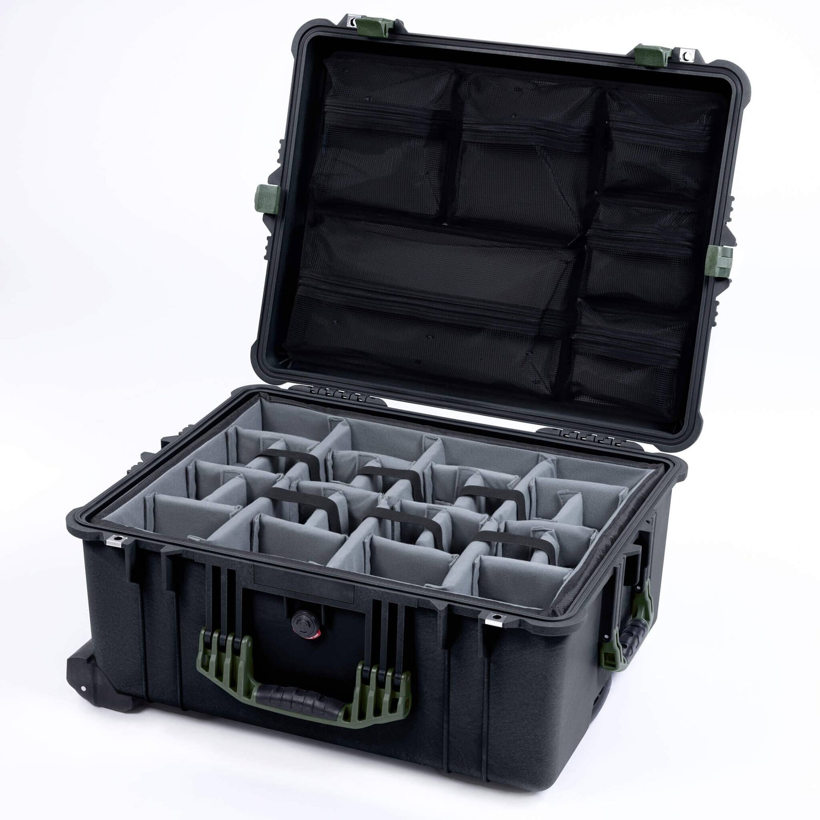 Pelican 1610 Case, Black with OD Green Handles and Latches ColorCase 