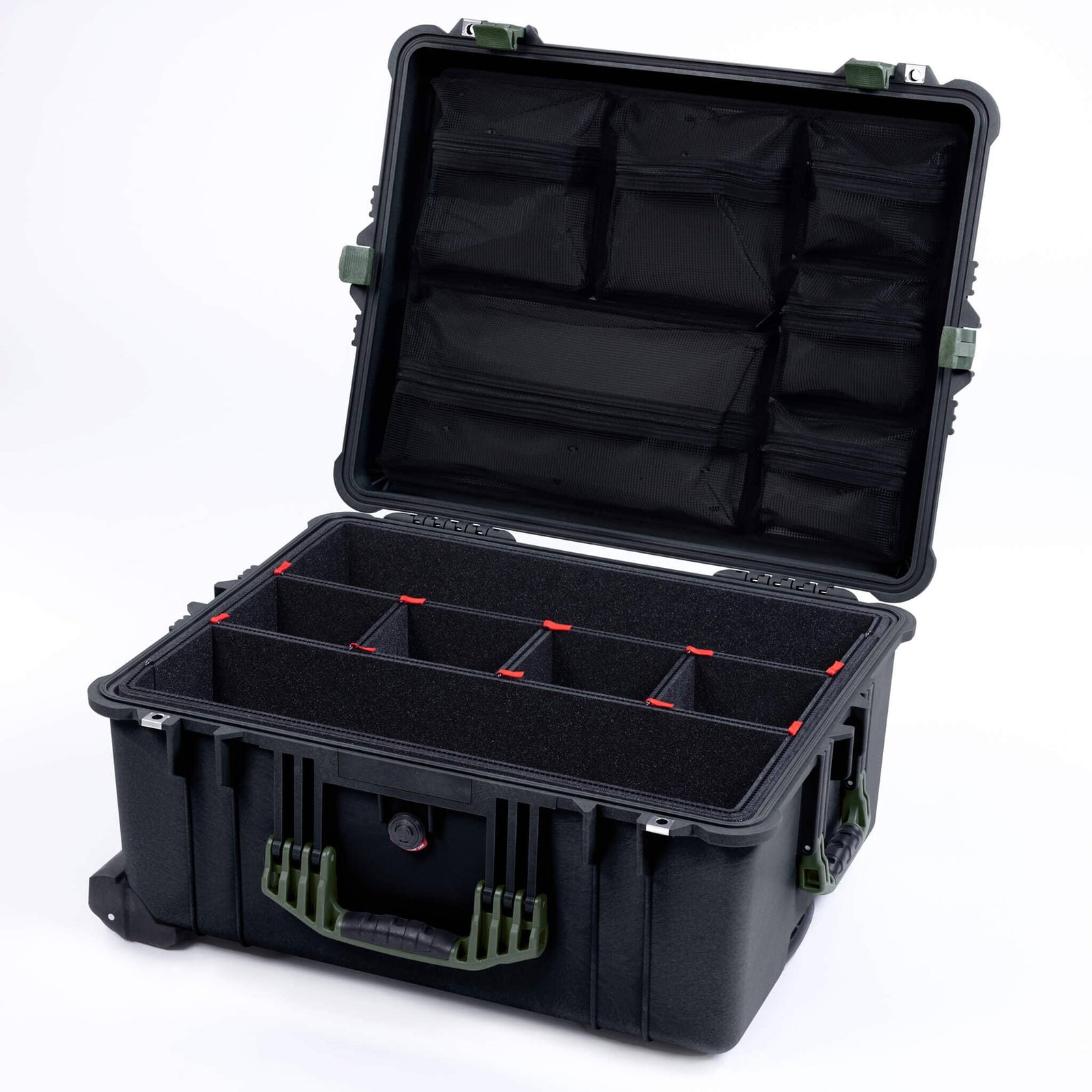 Pelican 1610 Case, Black with OD Green Handles and Latches ColorCase 