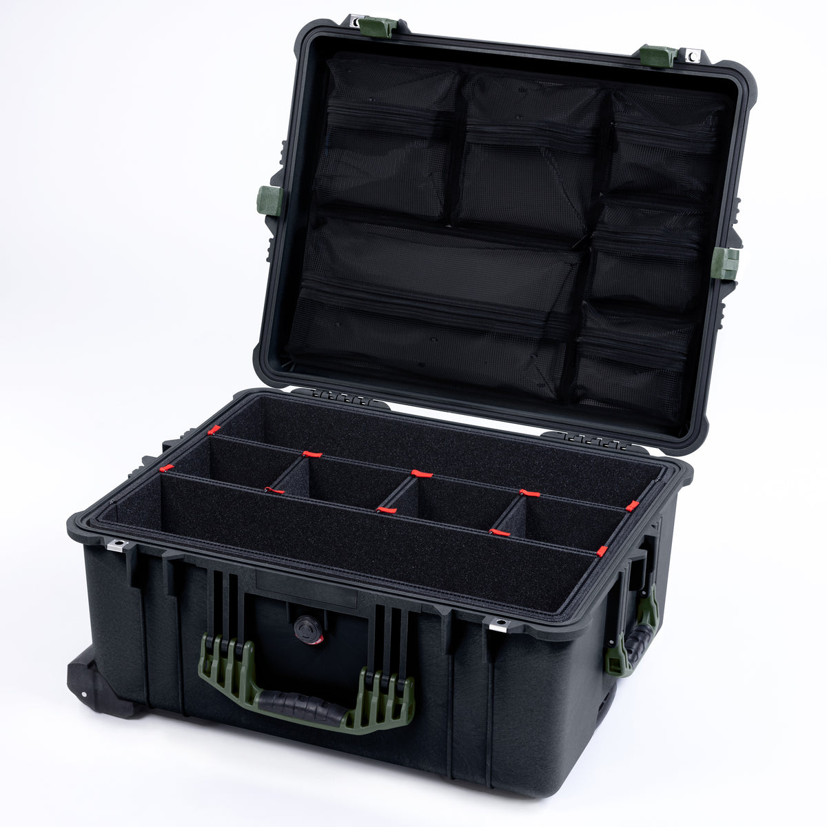 Pelican 1610 Case, Black with OD Green Handles and Latches