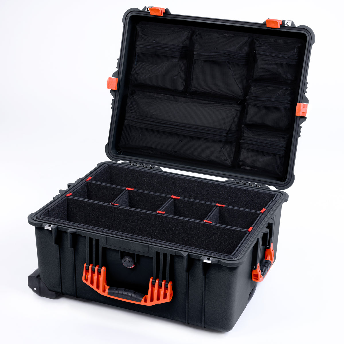 Pelican 1610 Case, Black with Orange Handles and Latches