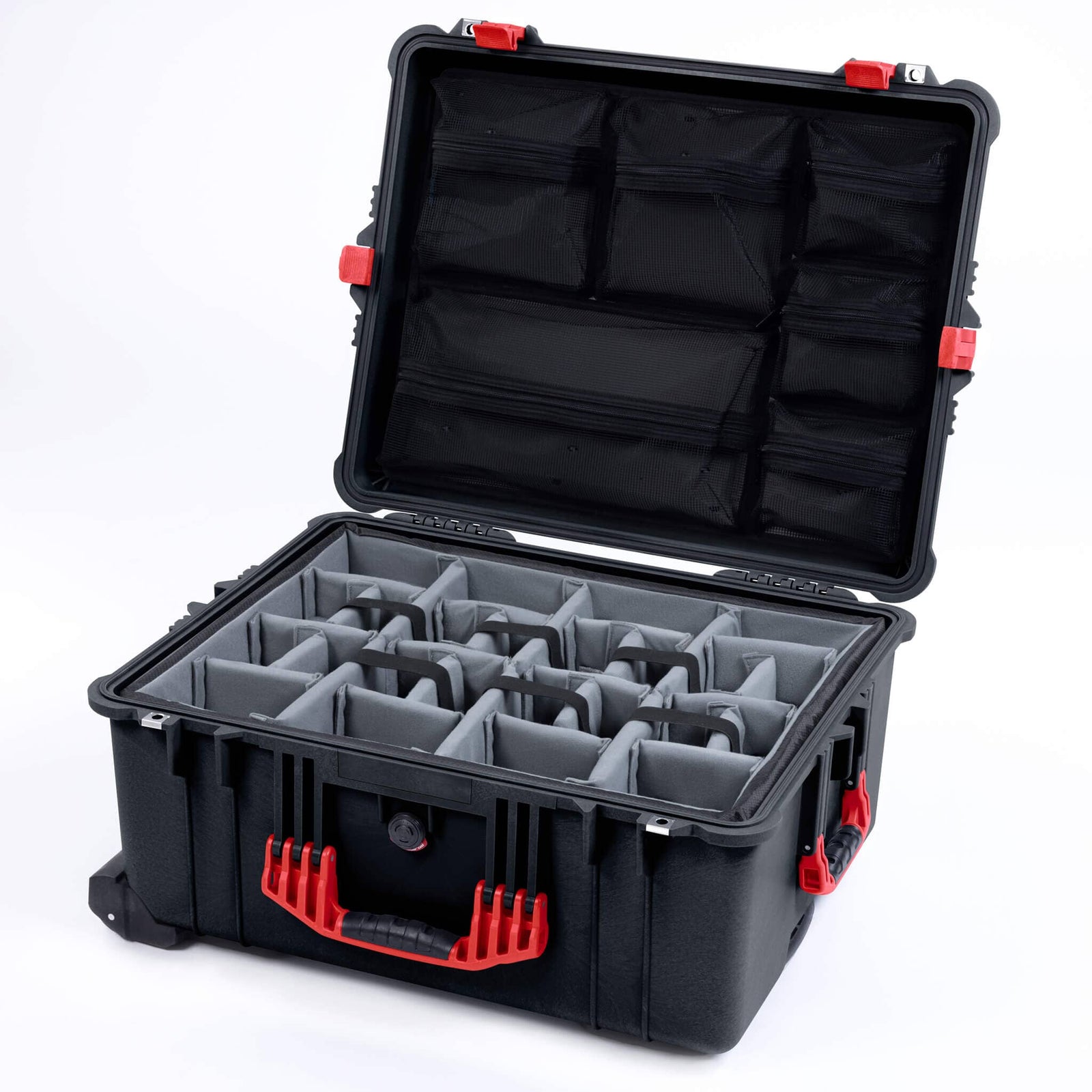 Pelican 1610 Case, Black with Red Handles and Latches ColorCase 