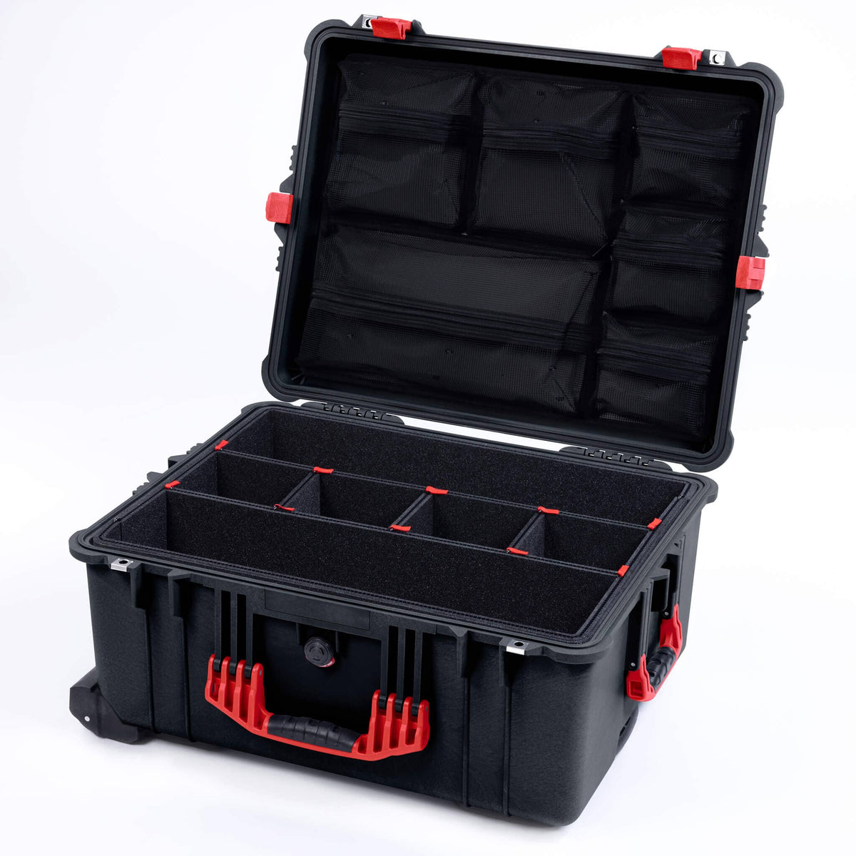 Pelican 1610 Case, Black with Red Handles and Latches ColorCase 