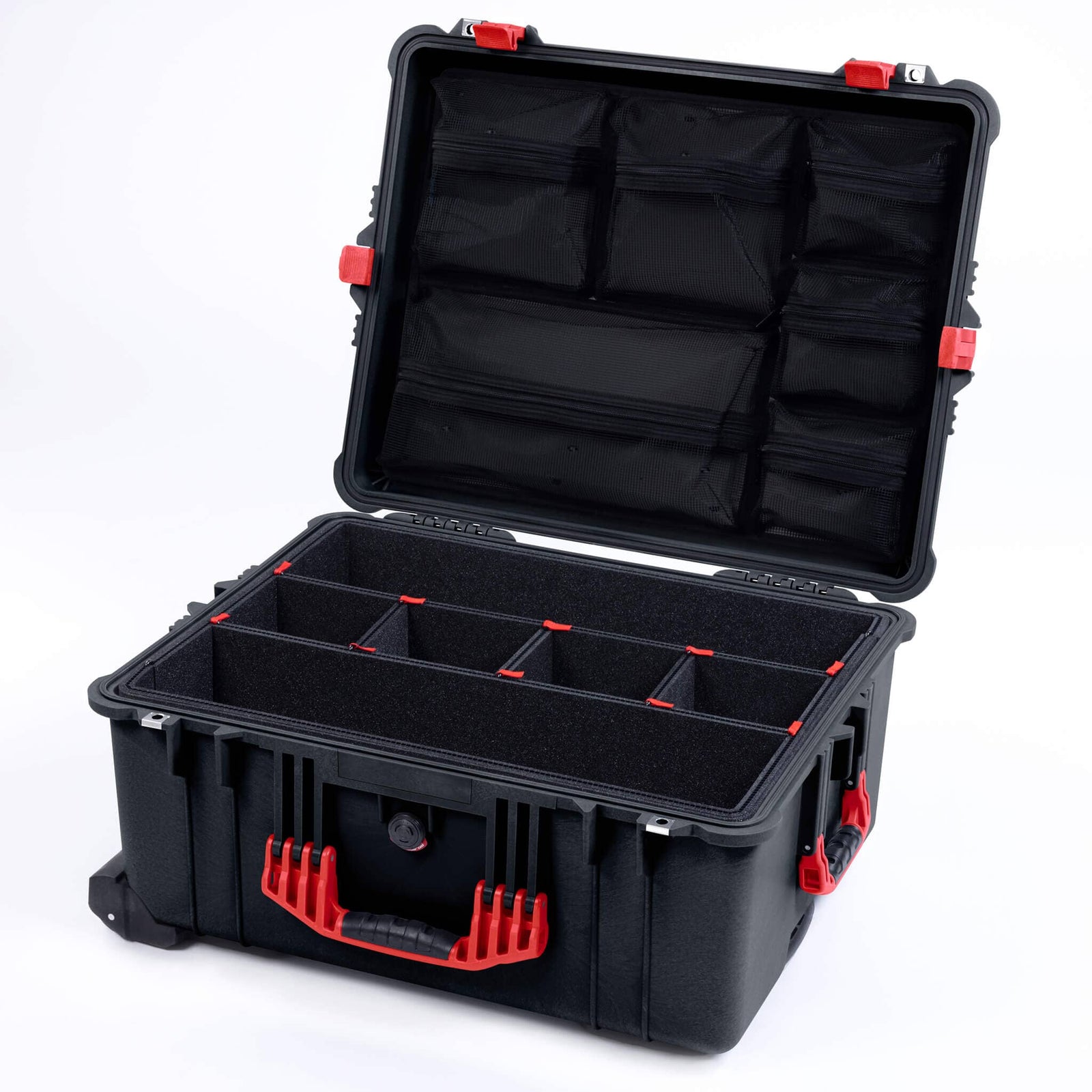 Pelican 1610 Case, Black with Red Handles and Latches ColorCase 