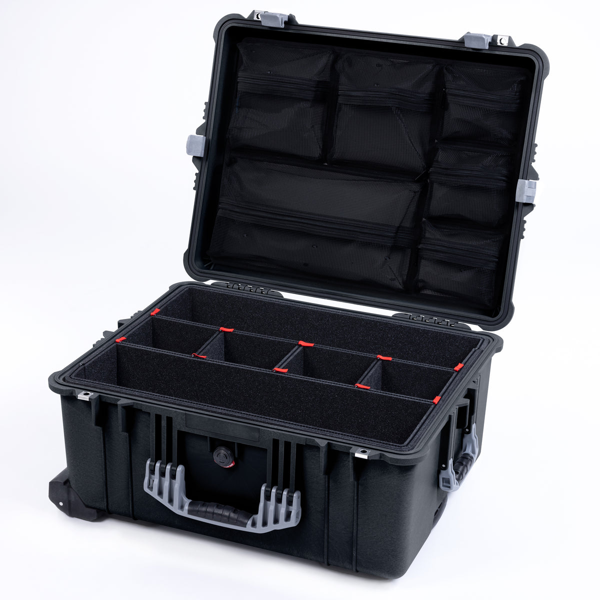 Pelican 1610 Case, Black with Silver Handles and Latches