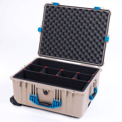 Pelican 1610 Case, Desert Tan with Blue Handles and Latches ColorCase