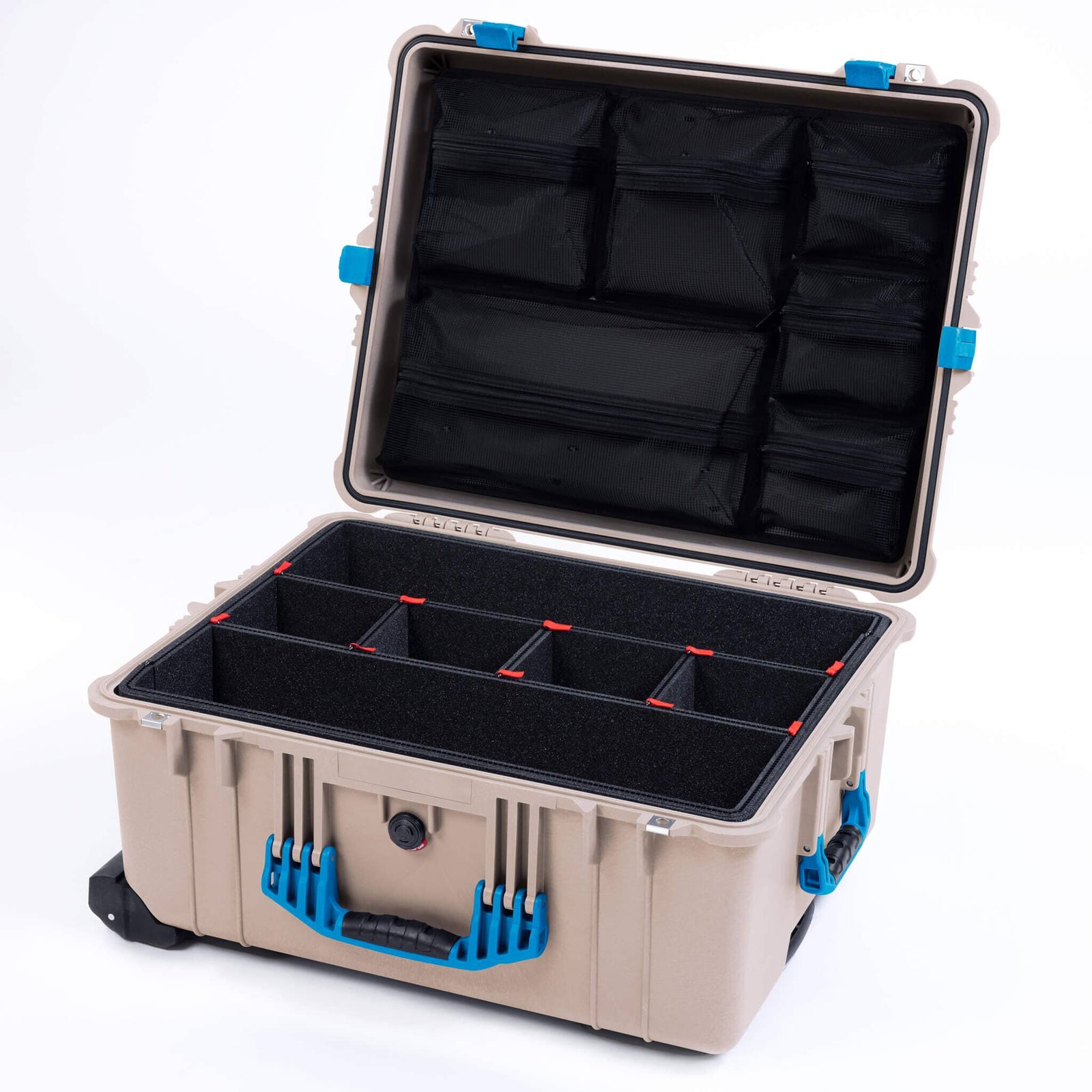 Pelican 1610 Case, Desert Tan with Blue Handles and Latches ColorCase 