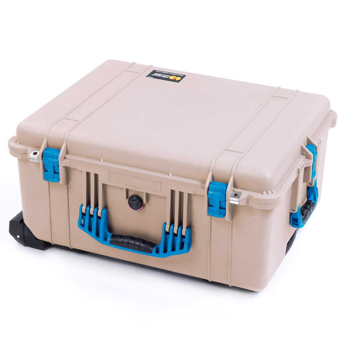 Pelican 1610 Case, Desert Tan with Blue Handles and Latches - Empty