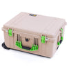 Pelican 1610 Case, Desert Tan with Lime Green Handles and Latches ColorCase