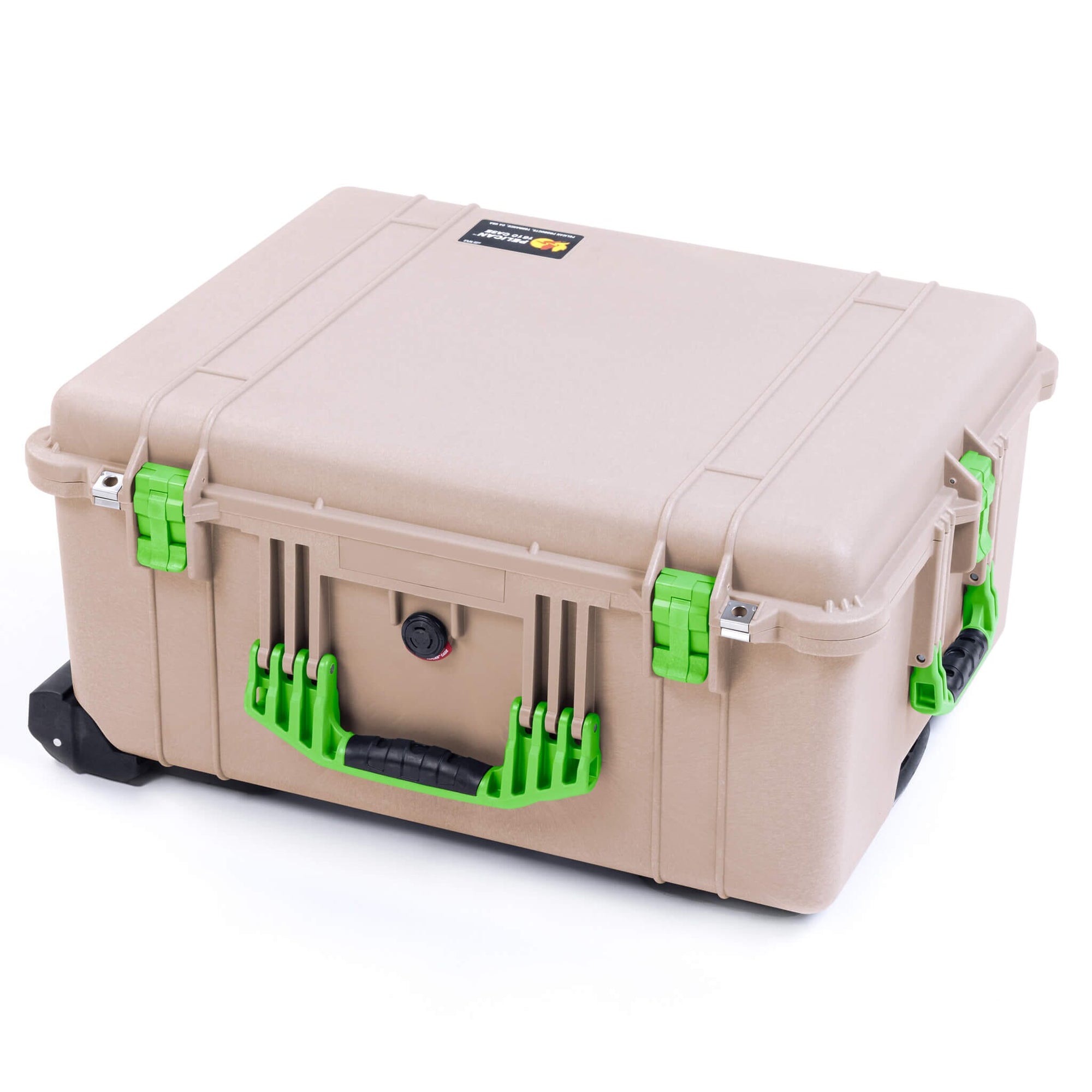 Pelican 1610 Case, Desert Tan with Lime Green Handles and Latches ColorCase 