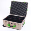 Pelican 1610 Case, Desert Tan with Lime Green Handles and Latches ColorCase