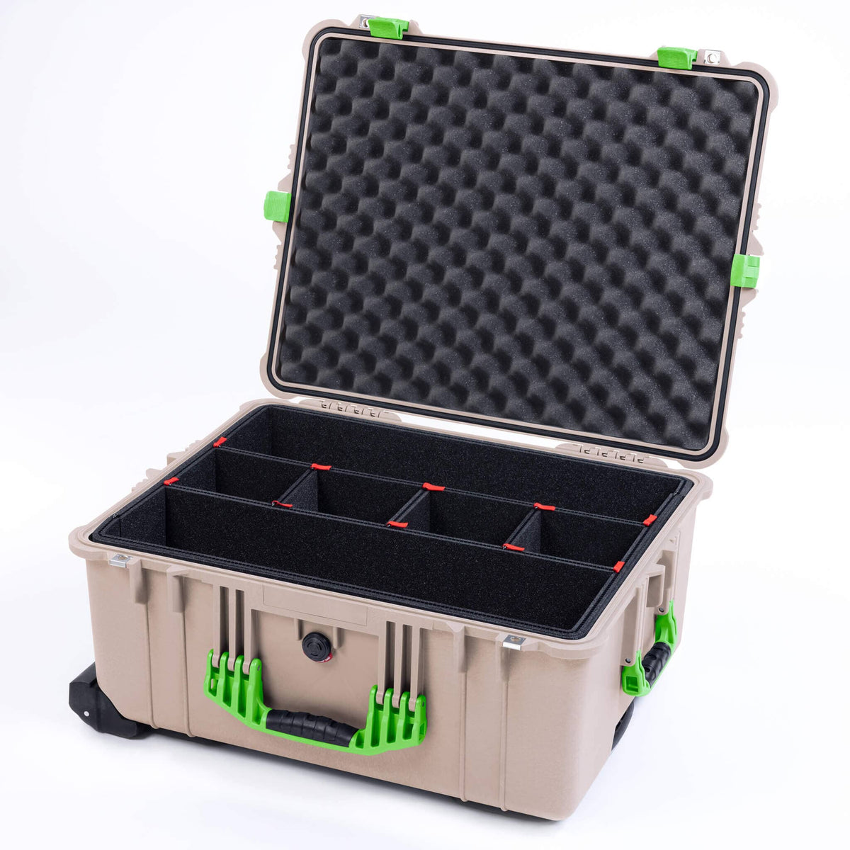 Pelican 1610 Case, Desert Tan with Lime Green Handles and Latches ColorCase 